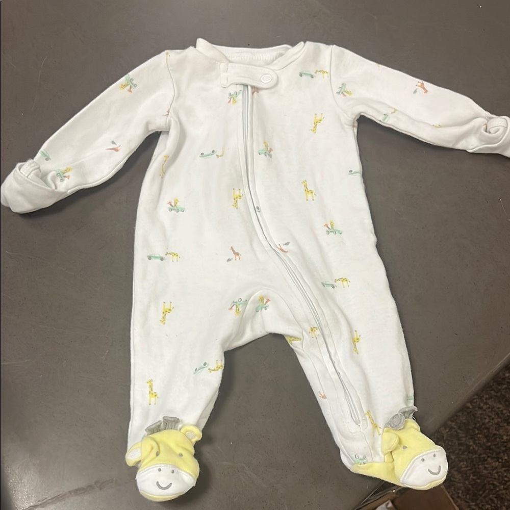 Adorable White Baby One Piece with Animal Print